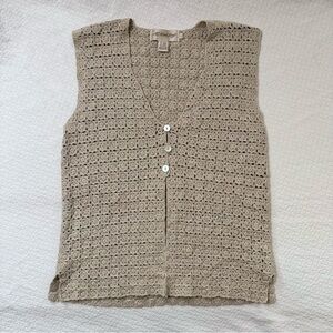 Beige Crochet Sleeveless Blouse Y2K Women’s size S Boho attire See Measurements